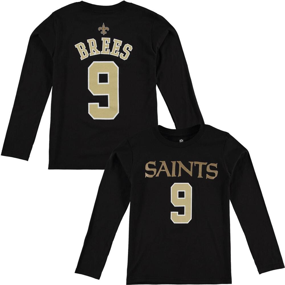 Drew Brees New Orleans Saints Youth Size Small (6/8)  NFL Long Sleeve - Black